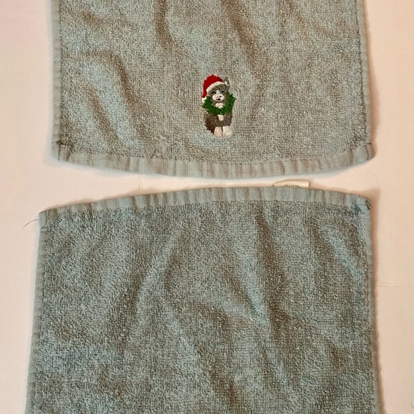 Set of 2 Holiday Kitten Dish Towels - Blue Cotton, Cute Christmas Kitchen Decor - Picture 3 of 16